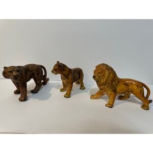 Vintage Lion Wildcat Ceramic Figurines Lot of 3